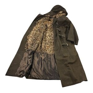 Adolfo VTG Brown Nubuck Leather Fur Lined Hooded Toggle Jacket Men's Size 4